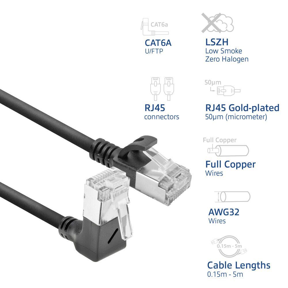 ACT CAT6A U-FTP Patch Cable 1m Black ACT CAT6A U-FTP Patch Cable 1m Black