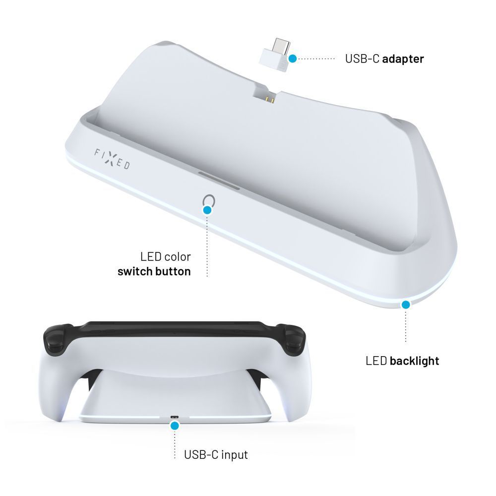 FIXED töltőállomás Playstation kontrollerhez, fehér FIXED töltőállomás Playstation kontrollerhez, fehér