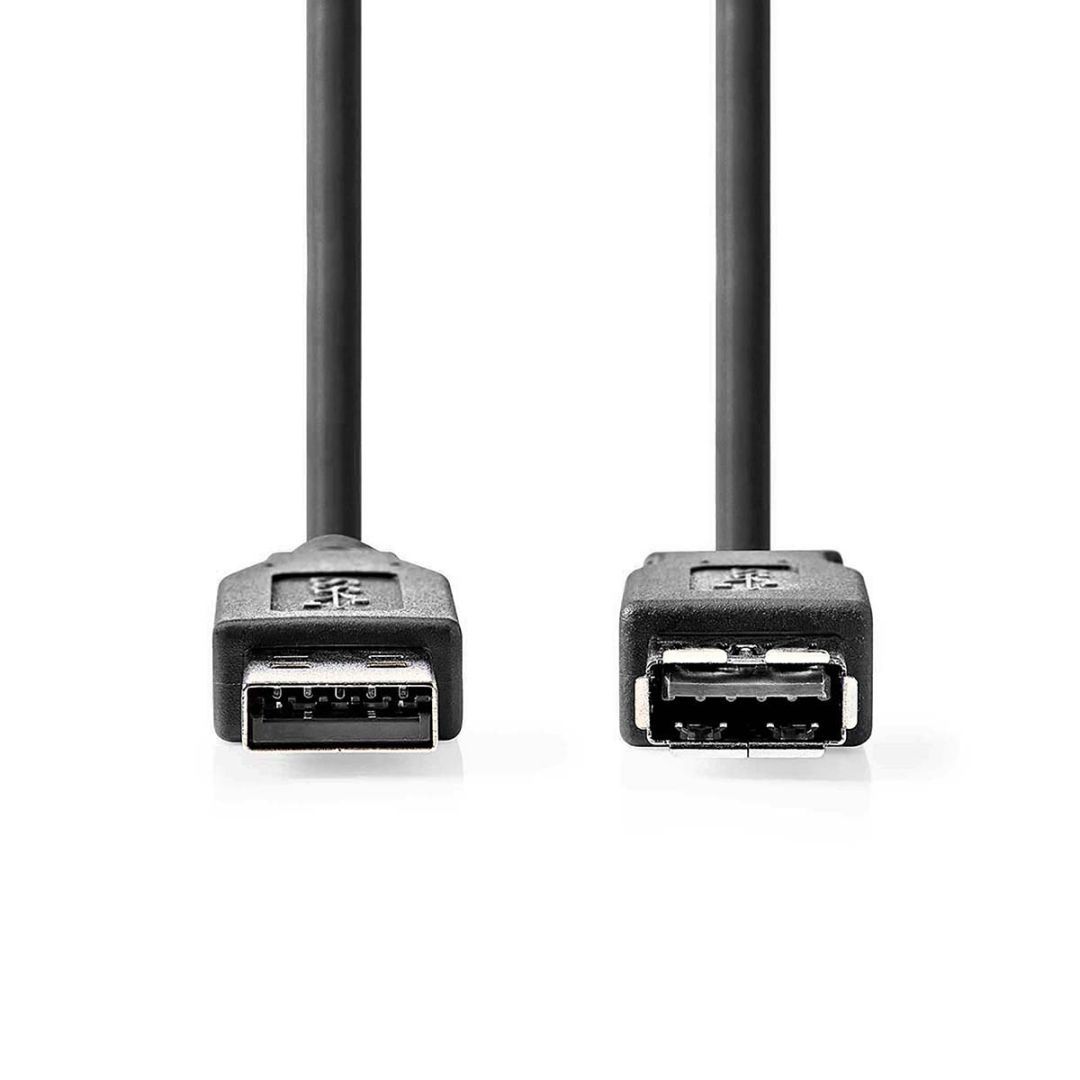 Nedis USB-A Male to USB-A Female cable 3m Black Nedis USB-A Male to USB-A Female cable 3m Black