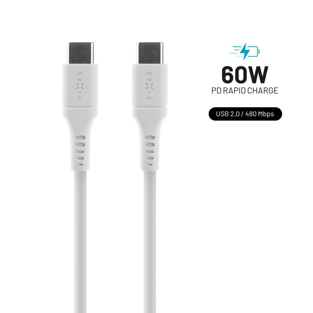 FIXED Liquid Silicone Cable USB-C/USB-C, 2m, 60W, white FIXED Liquid Silicone Cable USB-C/USB-C, 2m, 60W, white