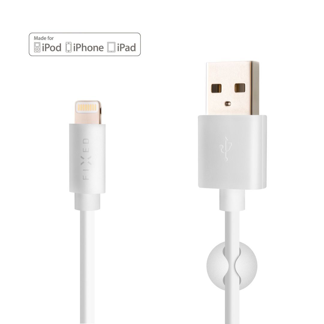 FIXED adat és töltő kábel USB/Lightning csatlakozóval, 2 méter, MFI certified, 20W, Fehér FIXED adat és töltő kábel USB/Lightning csatlakozóval, 2 méter, MFI certified, 20W, Fehér