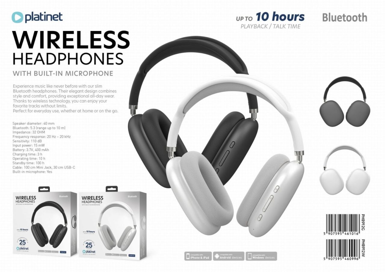 Platinet PHB912W Bluetooth Headset White Platinet PHB912W Bluetooth Headset White