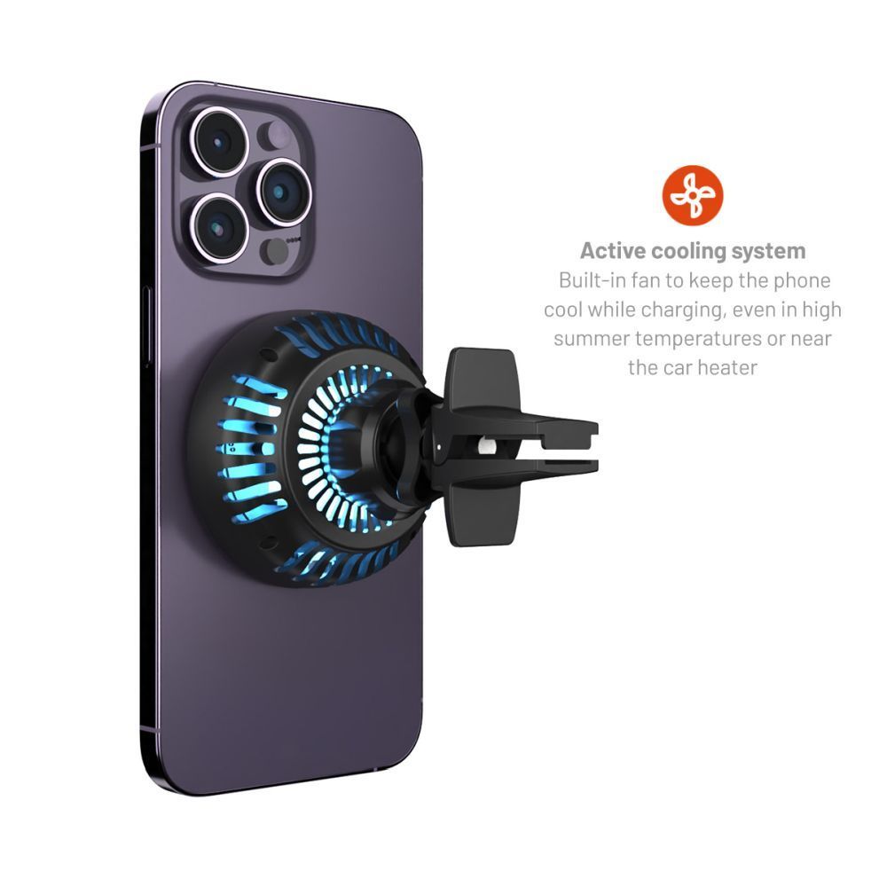 FIXED MagCool autós mágneses vezetéknélküli töltő és telefontartó telefonhűtéssel, MagSafe támogatás, fekete, FIXMCO-BK FIXED MagCool autós mágneses vezetéknélküli töltő és telefontartó telefonhűtéssel, MagSafe támogatás, fekete, FIXMCO-BK