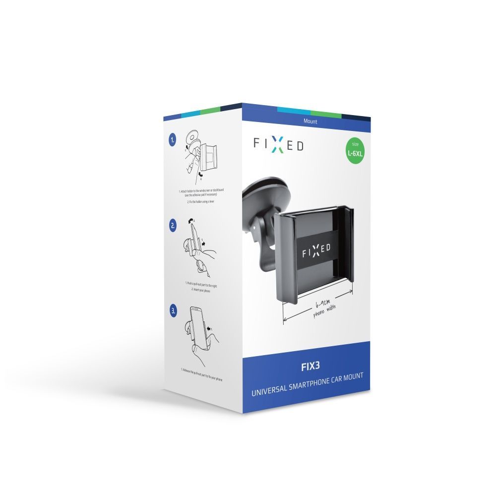FIXED Univerzális autós telefontartó műszerfalra vagy szélvédőre rögzíthető, fekete FIXED Univerzális autós telefontartó műszerfalra vagy szélvédőre rögzíthető, fekete