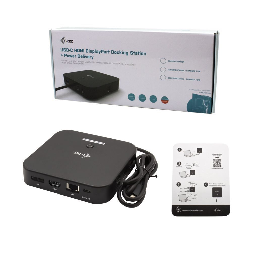 I-TEC USB-C HDMI DP Docking Station with Power Delivery 100 W I-TEC USB-C HDMI DP Docking Station with Power Delivery 100 W