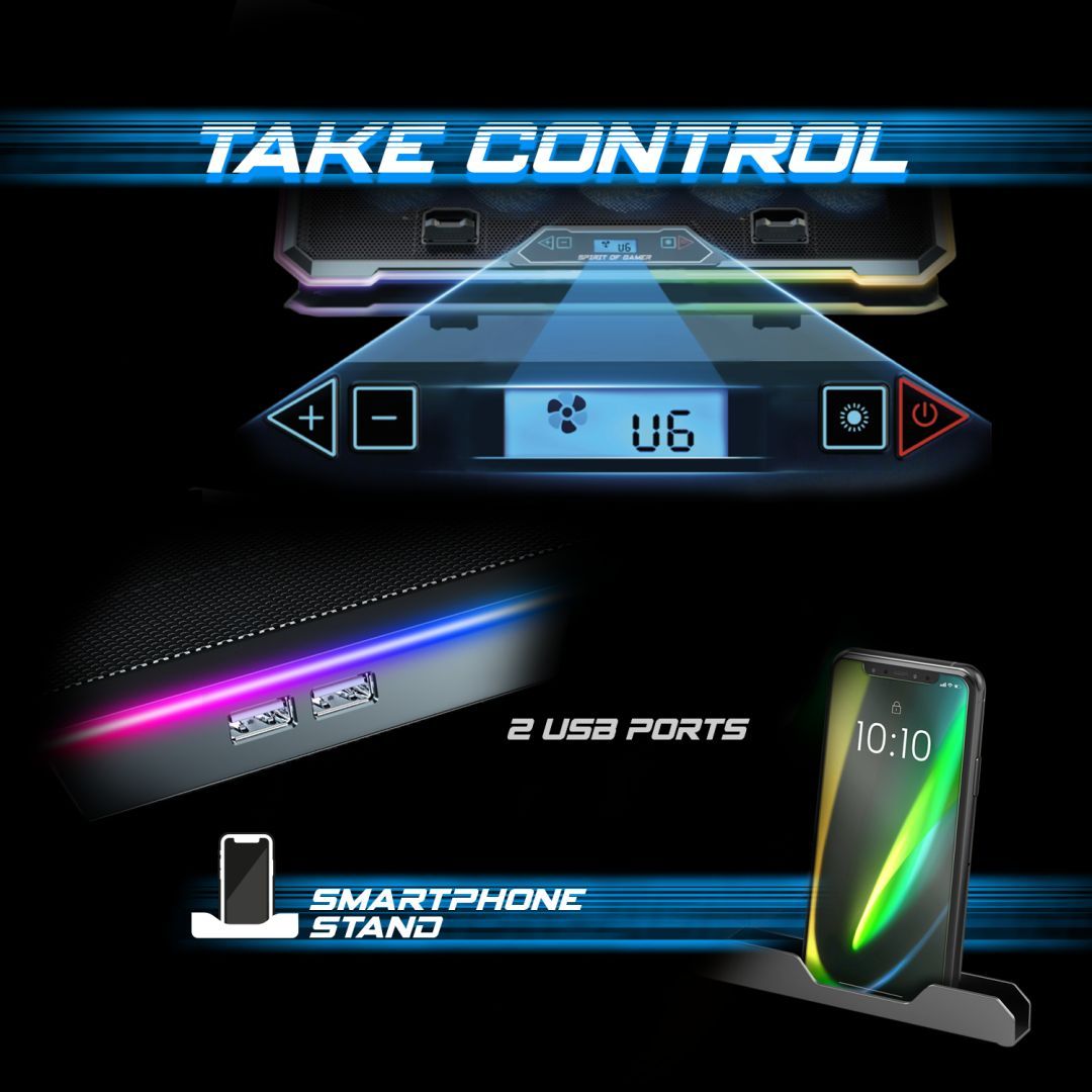 Spirit Of Gamer AirBlade 1300 RGB Notebook hűtő Black