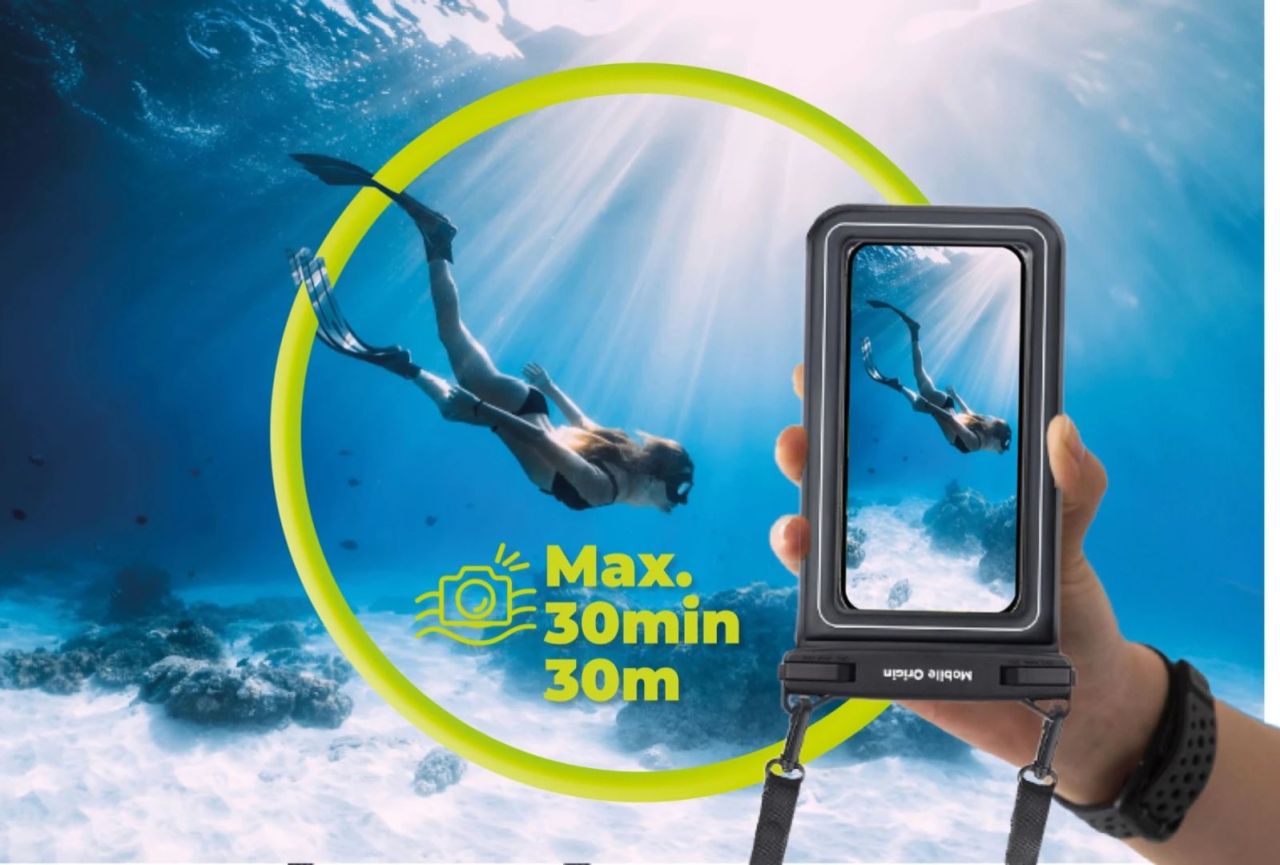 Mobile Origin Waterproof Floating Case with Small Pouch 6,8" Black/White Mobile Origin Waterproof Floating Case with Small Pouch 6,8" Black/White