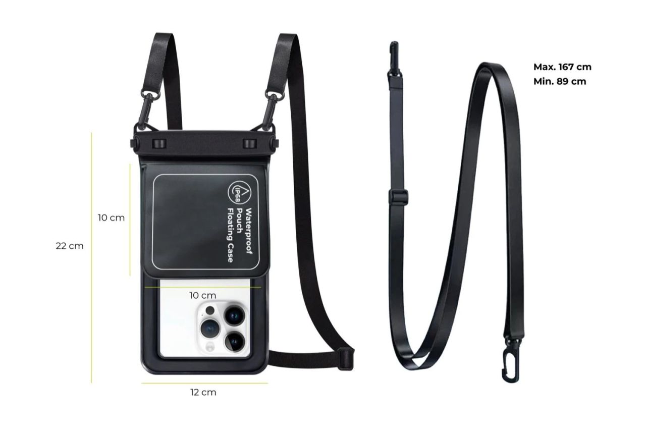 Mobile Origin Waterproof Floating Case with Small Pouch 6,8" Black/White Mobile Origin Waterproof Floating Case with Small Pouch 6,8" Black/White