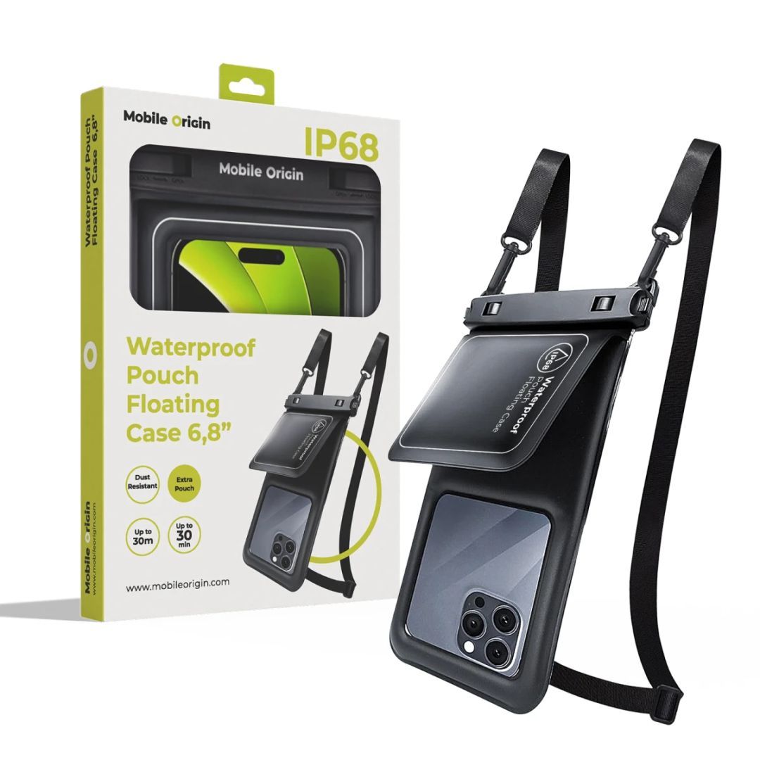 Mobile Origin Waterproof Floating Case with Small Pouch 6,8" Black/White Mobile Origin Waterproof Floating Case with Small Pouch 6,8" Black/White