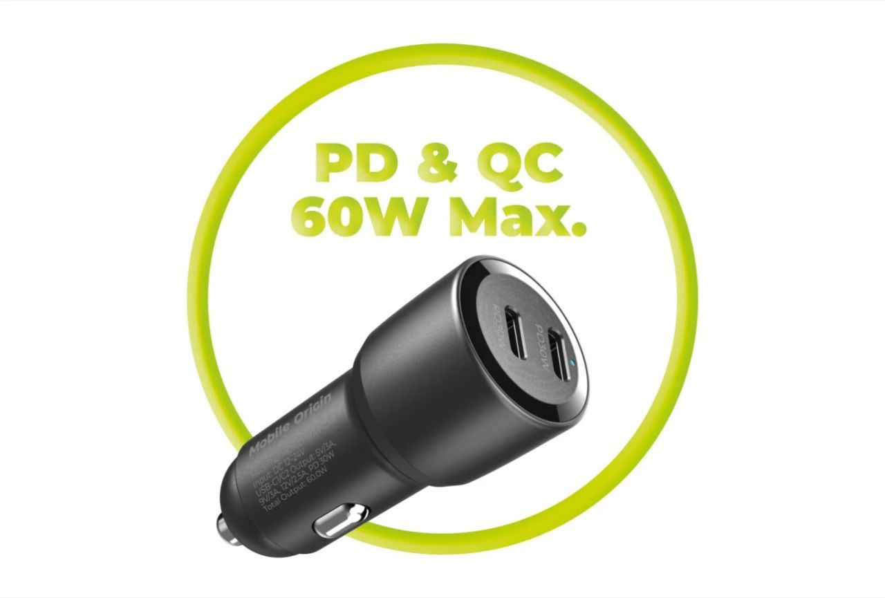 Mobile Origin Car Charger 60W 2 USB-C CA11 Black Mobile Origin Car Charger 60W 2 USB-C CA11 Black