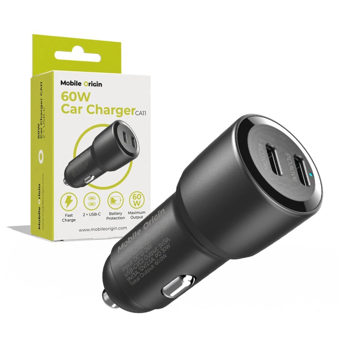 Mobile Origin Car Charger 60W 2 USB-C CA11 Black Mobile Origin Car Charger 60W 2 USB-C CA11 Black