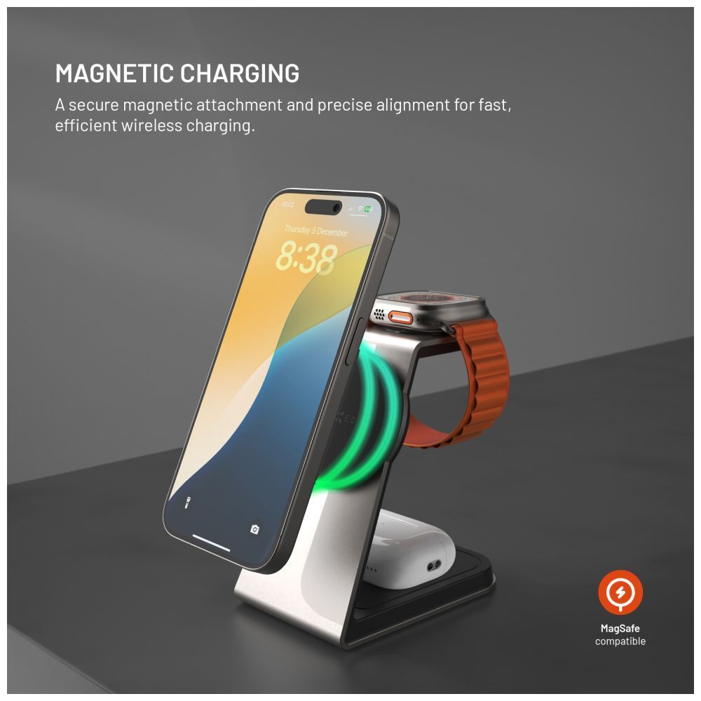 FIXED MagPowerstation vezeték nélküli töltő Alu 2, titanium