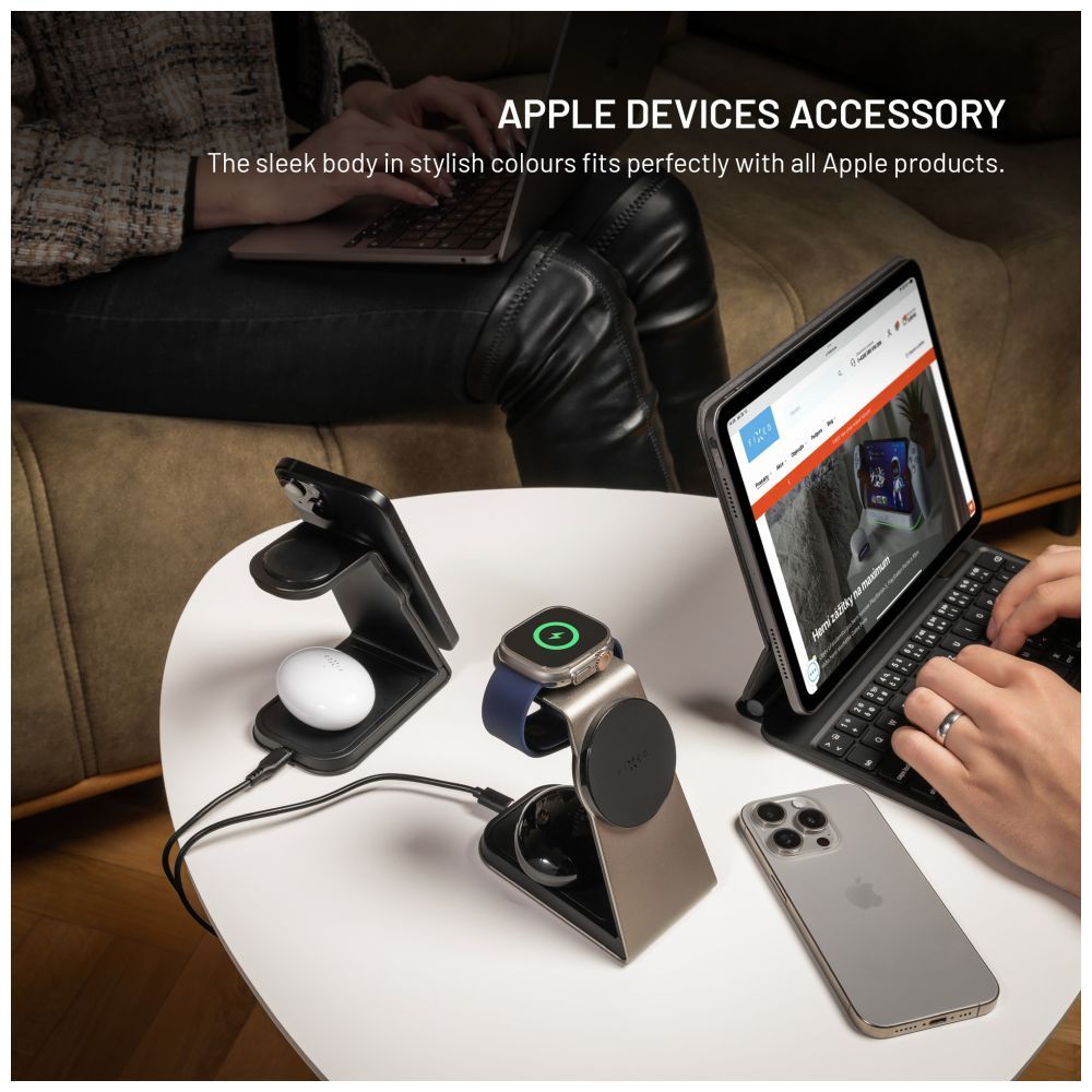 FIXED MagPowerstation vezeték nélküli töltő Alu 2, titanium