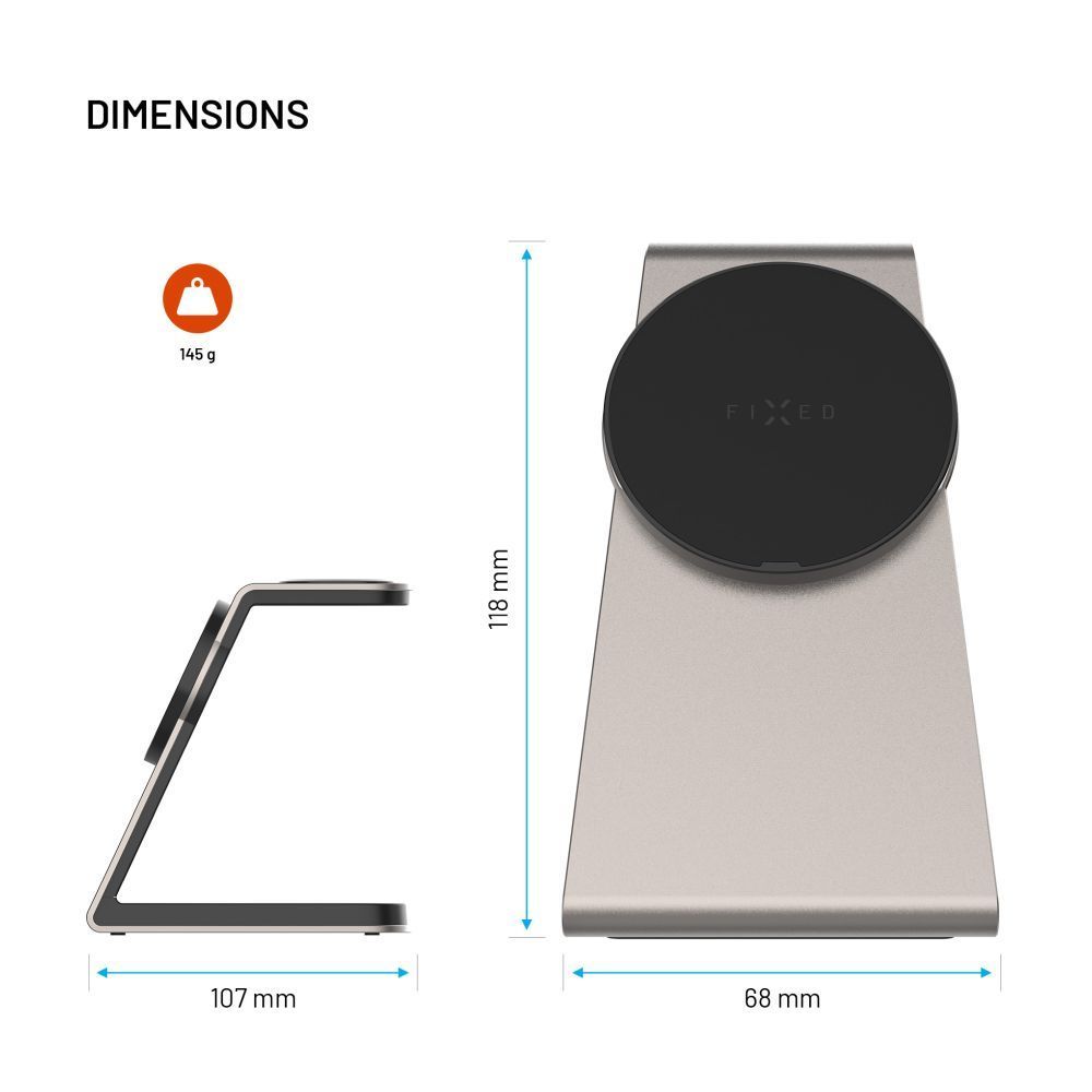 FIXED MagPowerstation vezeték nélküli töltő Alu 2, titanium