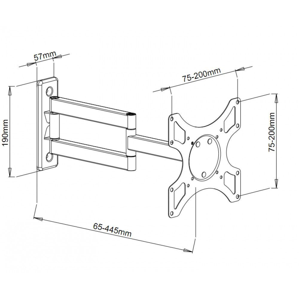TECHLY 19"-37" Wall LED TV Mount LCD Tiltable 3 Joints White TECHLY 19"-37" Wall LED TV Mount LCD Tiltable 3 Joints White