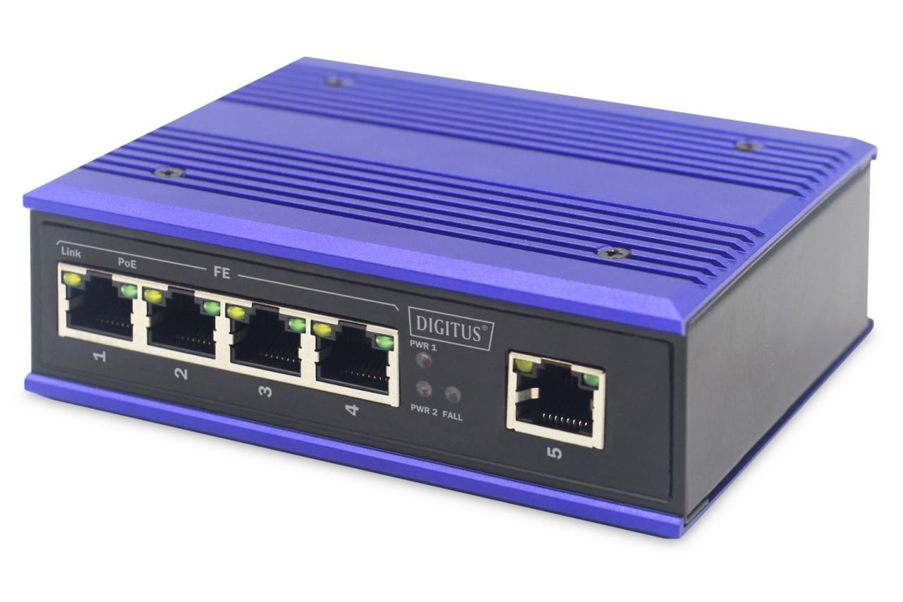 Digitus Industrial 4-port Fast Ethernet PoE Switch Digitus Industrial 4-port Fast Ethernet PoE Switch