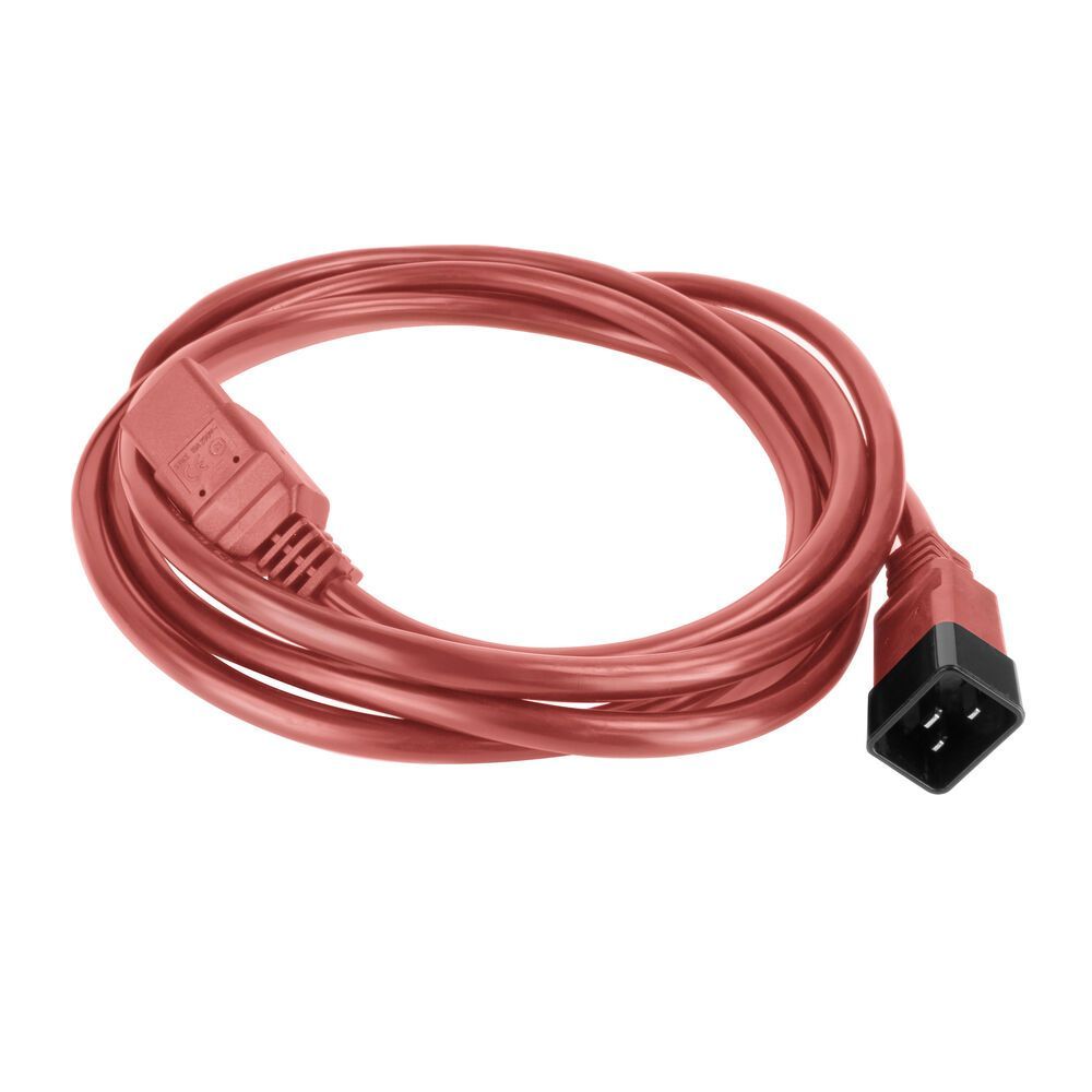 ACT Powercord C20 male - C21 famale 3m Red ACT Powercord C20 male - C21 famale 3m Red