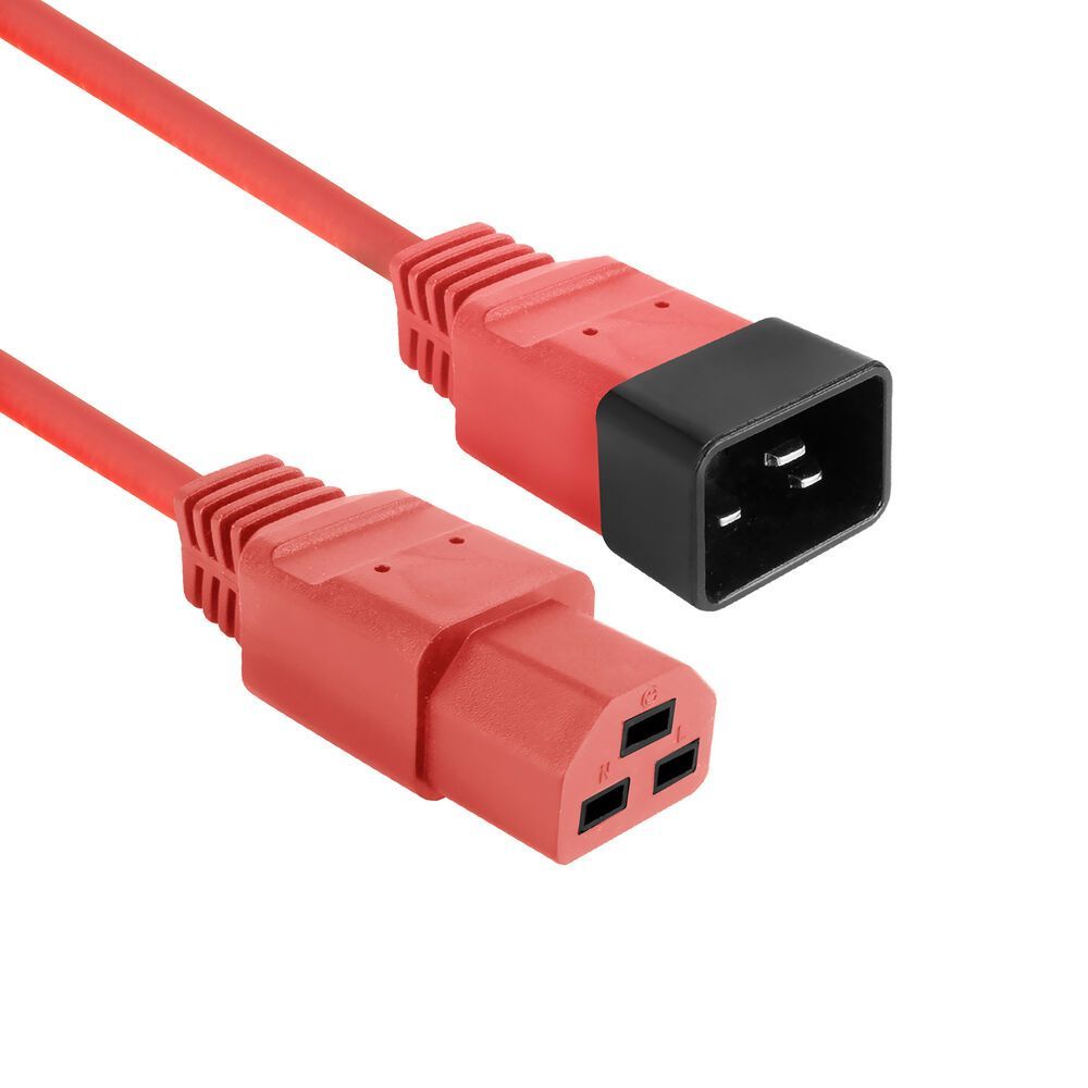 ACT Powercord C20 male - C21 famale 3m Red ACT Powercord C20 male - C21 famale 3m Red