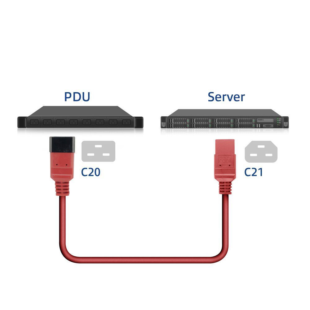 ACT Powercord C20 male - C21 famale 1,5m Red ACT Powercord C20 male - C21 famale 1,5m Red