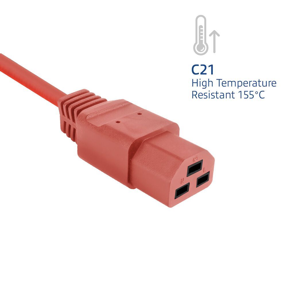 ACT Powercord C14 male- C21 famale 2m Red ACT Powercord C14 male- C21 famale 2m Red