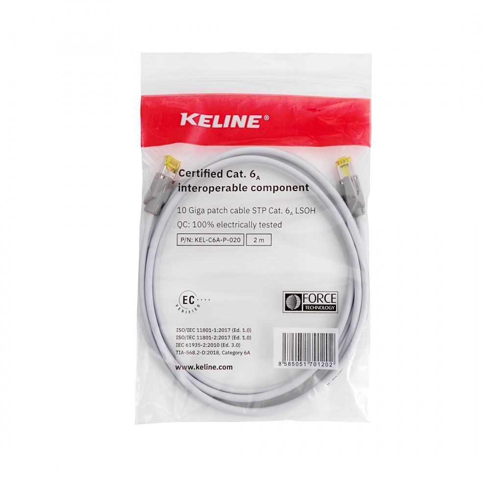Keline CAT6A S-FTP Patch Cable 15m Grey Keline CAT6A S-FTP Patch Cable 15m Grey