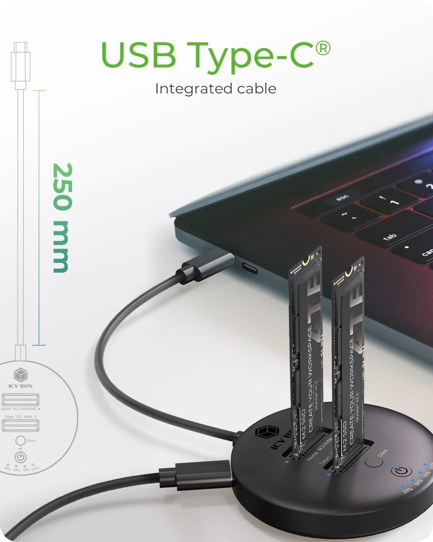 Raidsonic IcyBox IB-1612MCL-C31 Clone & DockingStation for 2x M.2 NVMe Raidsonic IcyBox IB-1612MCL-C31 Clone & DockingStation for 2x M.2 NVMe