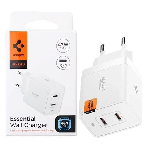 Spigen Essential 47W Wall Charger White Spigen Essential 47W Wall Charger White