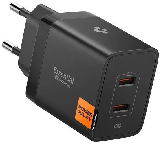 Spigen Essential 47W Wall Charger Black Spigen Essential 47W Wall Charger Black