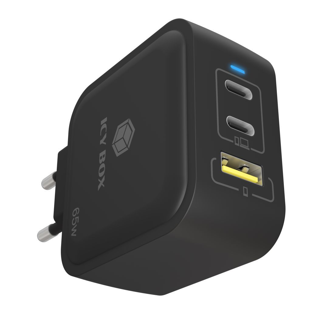 Raidsonic IB-PS1030-PD 65W GaN wall charger with Power Delivery and Quick Charge