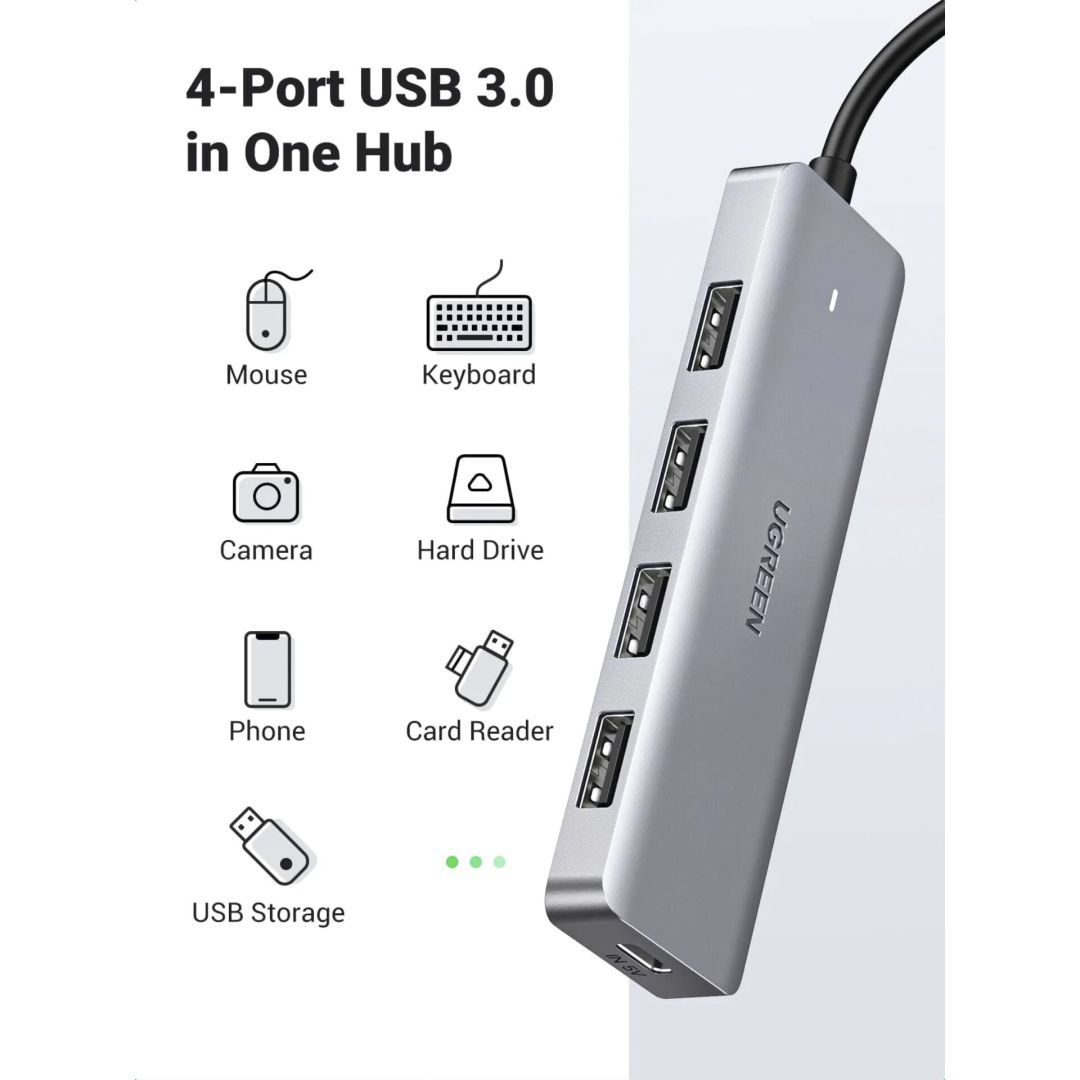 UGREEN USB-C 3.0 To 4 Ports HUB Gray UGREEN USB-C 3.0 To 4 Ports HUB Gray