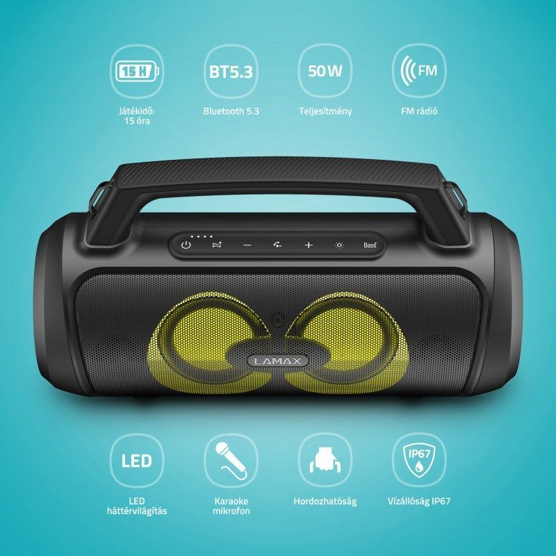 Lamax PartyGo1 Play Bluetooth Party Speaker Black Lamax PartyGo1 Play Bluetooth Party Speaker Black
