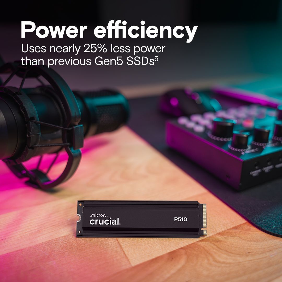 Crucial 2TB M.2 2280 NVMe P510 with Heatsink Crucial 2TB M.2 2280 NVMe P510 with Heatsink