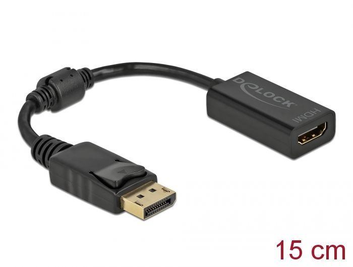 DeLock Adapter DisplayPort 1.1 male to HDMI female Passive 0,15m Black DeLock Adapter DisplayPort 1.1 male to HDMI female Passive 0,15m Black