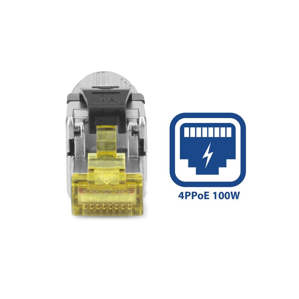 ACT Field termination plug RJ45 CAT6A shielded, toolless, 4PPoE 100W ACT Field termination plug RJ45 CAT6A shielded, toolless, 4PPoE 100W