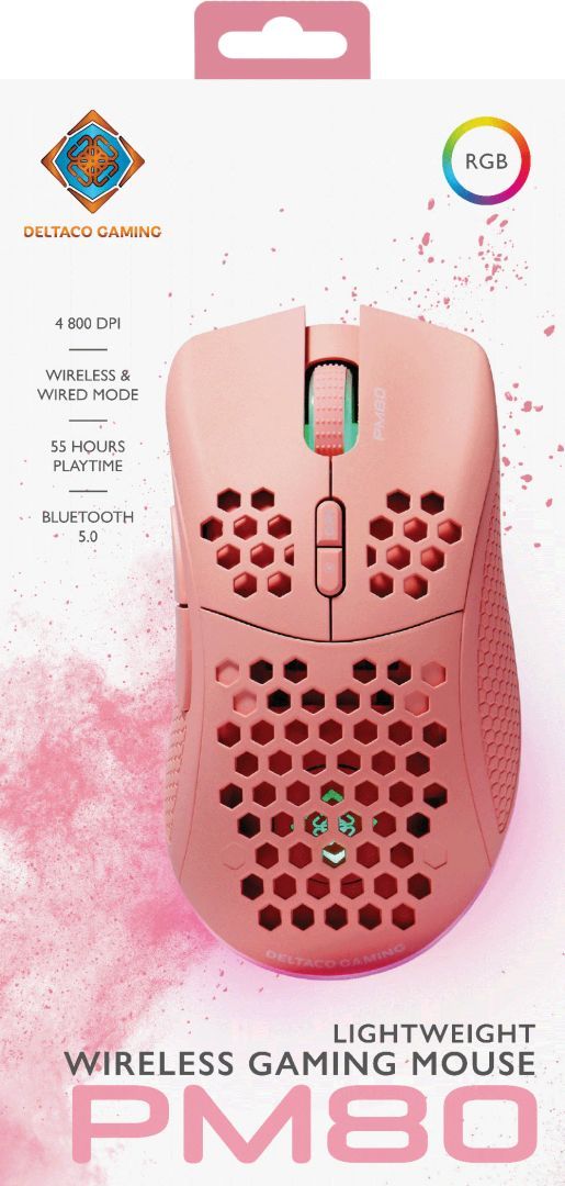 Deltaco GAM-120 PM80 Wireless Lightweight Gaming Mouse Pink