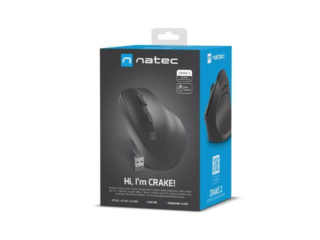 natec Crake 2 Wireless Bluetooth Ergonomic Mouse Black natec Crake 2 Wireless Bluetooth Ergonomic Mouse Black