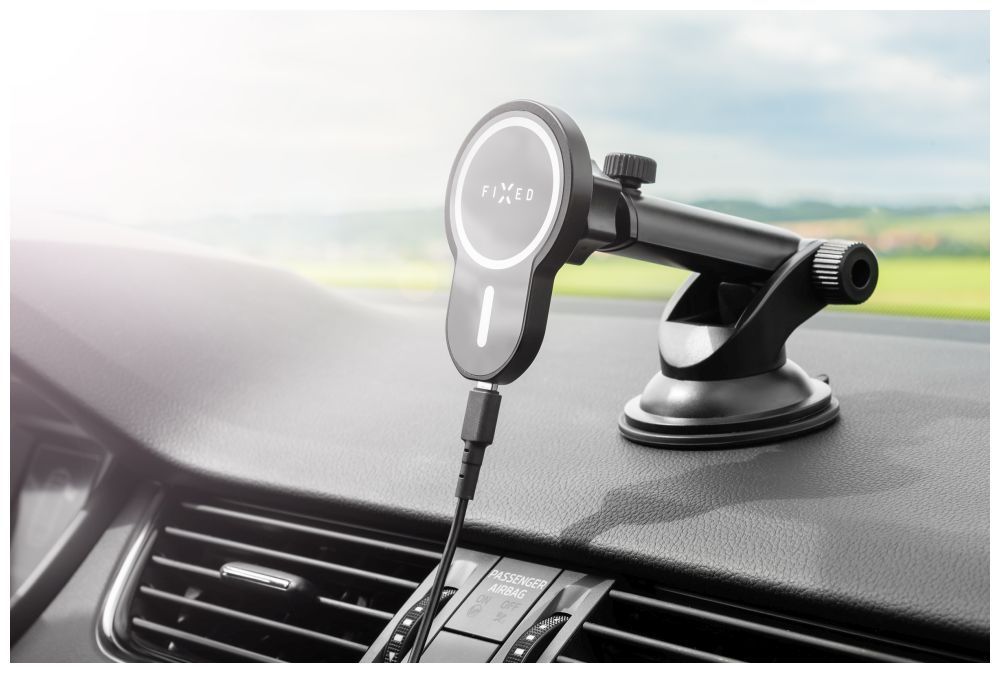 FIXED MagClick XL vezeték nélküli töltő MagSafe tartóval 15W, fekete FIXED MagClick XL vezeték nélküli töltő MagSafe tartóval 15W, fekete