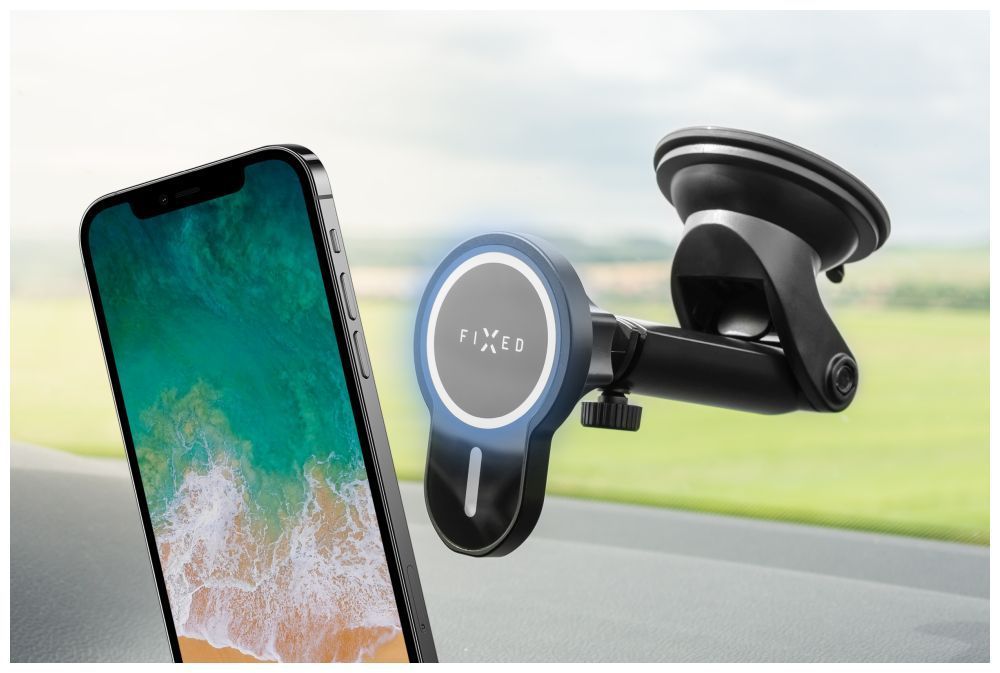 FIXED MagClick XL vezeték nélküli töltő MagSafe tartóval 15W, fekete FIXED MagClick XL vezeték nélküli töltő MagSafe tartóval 15W, fekete