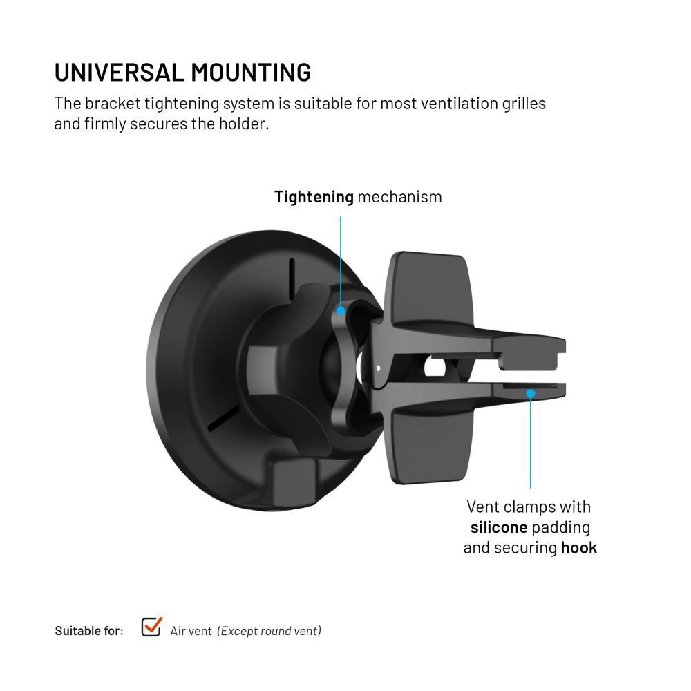 FIXED MagRound 2 Qi2 autós tartó wireless töltővel, fekete