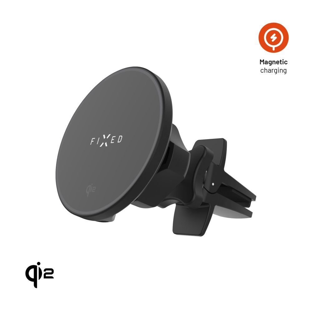 FIXED MagRound 2 Qi2 autós tartó wireless töltővel, fekete