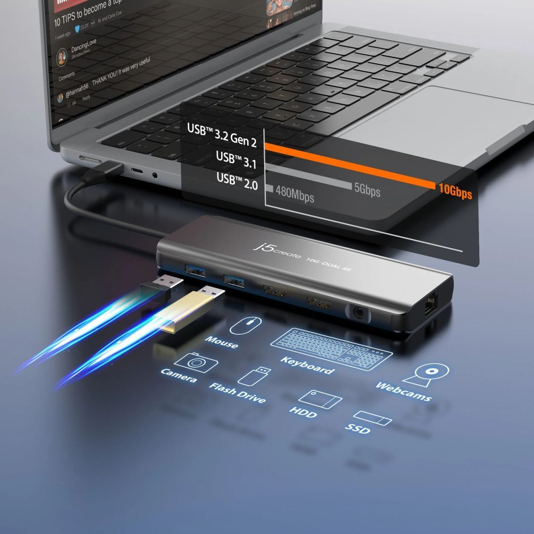 j5create USB-C Dual 4K HDMI 10Gbps Mini Dock Space Grey j5create USB-C Dual 4K HDMI 10Gbps Mini Dock Space Grey