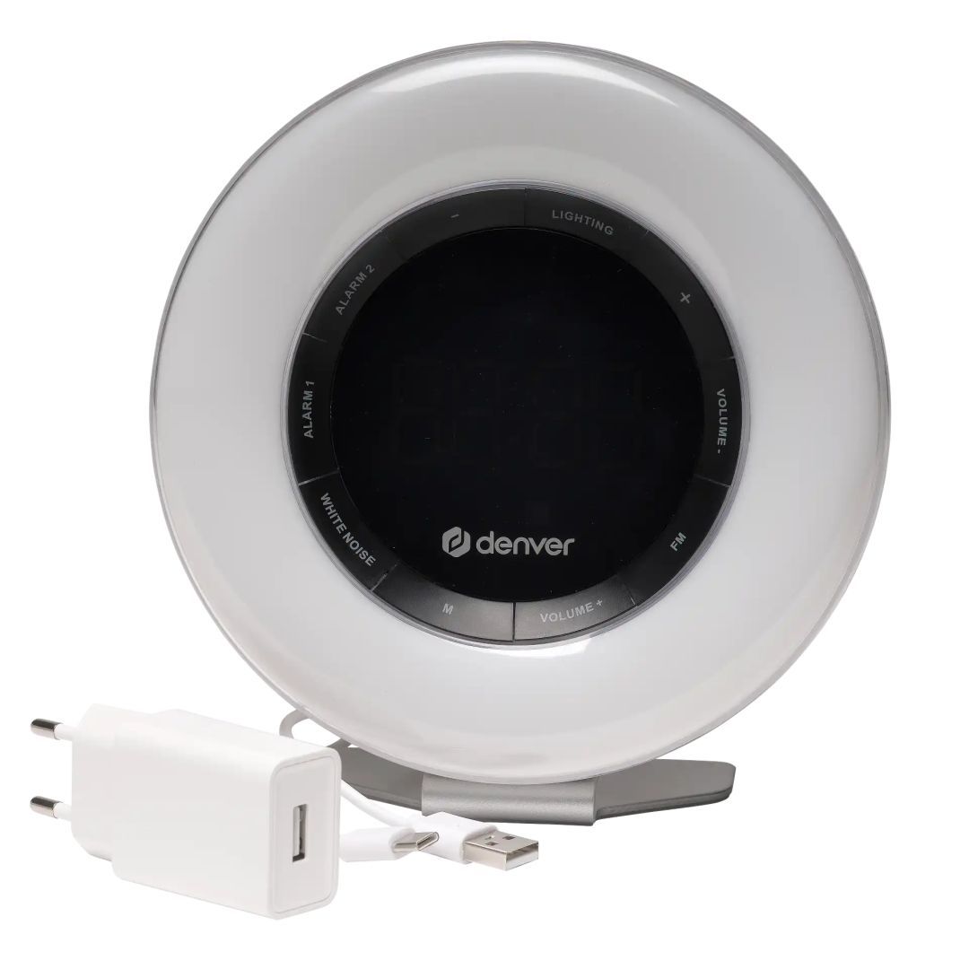 Denver CRL-342 FM clock radio with wakeup light & nature sounds White