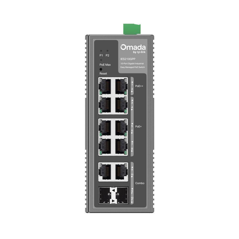 TP-Link IES210GPP Omada 10-Port Gigabit Industrial Easy Managed Switch with 6-Port PoE+ and 2-Port PoE++