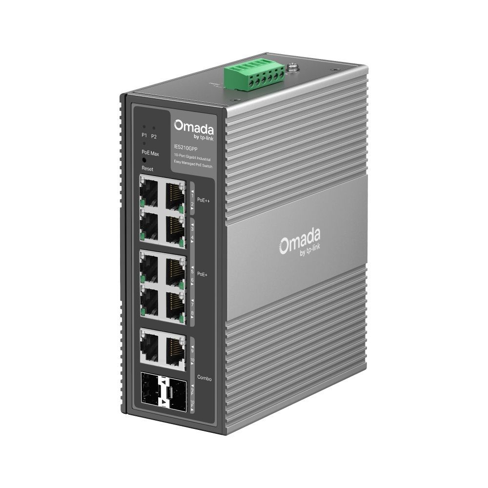 TP-Link IES210GPP Omada 10-Port Gigabit Industrial Easy Managed Switch with 6-Port PoE+ and 2-Port PoE++