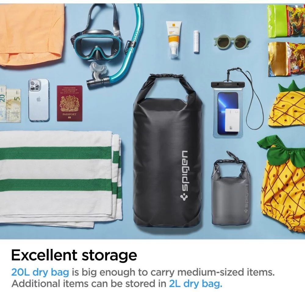Spigen Aqua Shield WaterProof Dry Bag 20L + 2L A630 Black Spigen Aqua Shield WaterProof Dry Bag 20L + 2L A630 Black