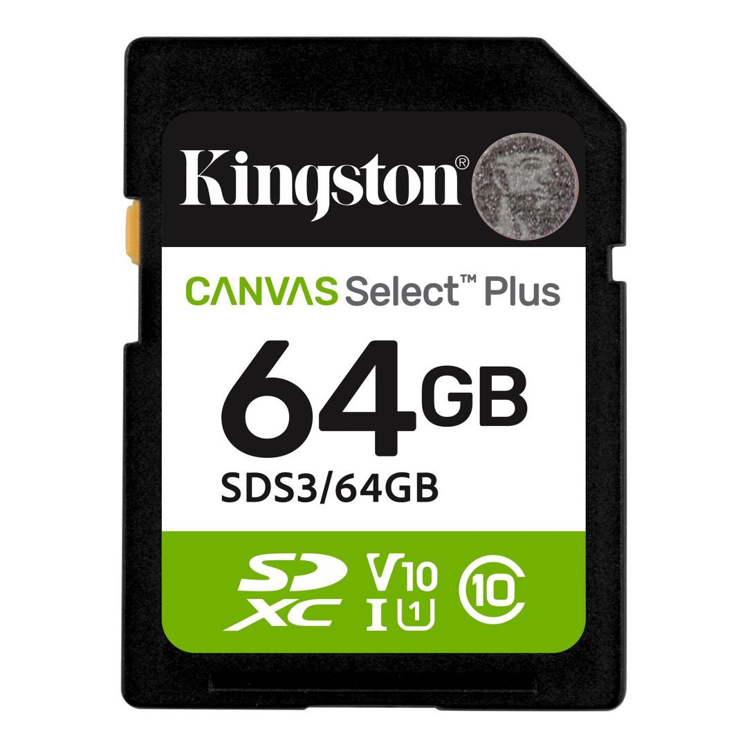 Kingston 64GB SDXC Canvas Select Plus Gen3 Class 10 UHS-I U1 V10