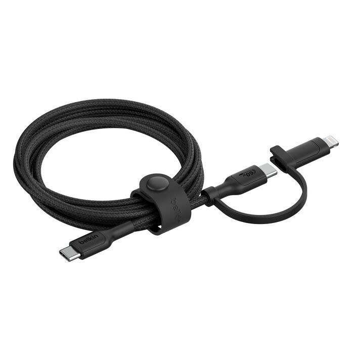 Belkin BoostCharge Pro 2-in-1 Cable with USB-C and Lightning Connector 1,5m Black Belkin BoostCharge Pro 2-in-1 Cable with USB-C and Lightning Connector 1,5m Black