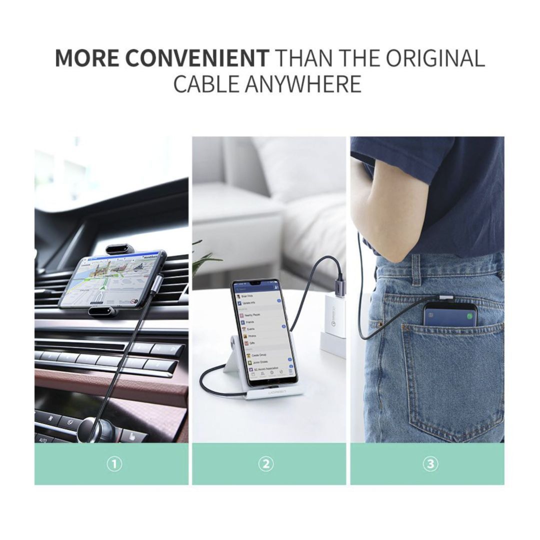 UGREEN Angled USB-C To USB-A Data Cable Black 2m Black UGREEN Angled USB-C To USB-A Data Cable Black 2m Black