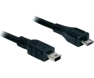 DeLock Cable USB 2.0 micro-B male > USB mini male 1m Black DeLock Cable USB 2.0 micro-B male > USB mini male 1m Black