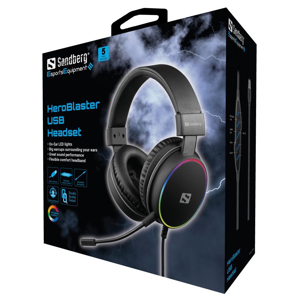 Sandberg HeroBlaster USB Headset Black Sandberg HeroBlaster USB Headset Black